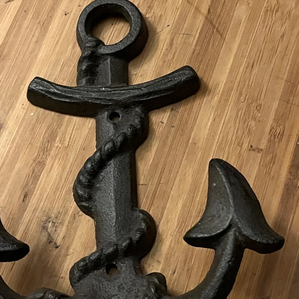 Cast Iron Nautical Anchor Wall Hook Coastal Beach House Decor
